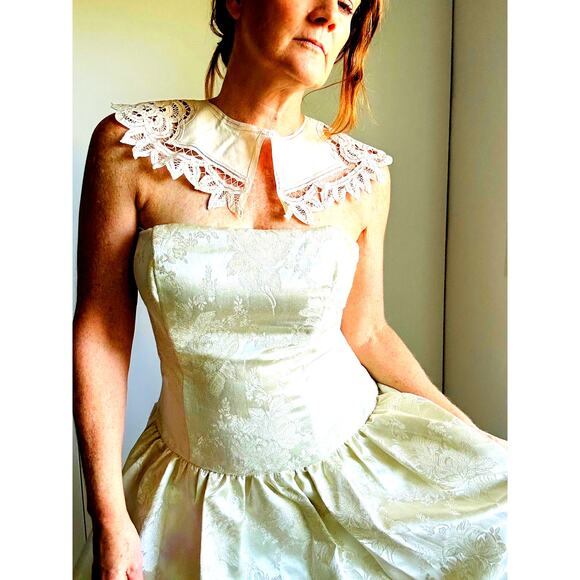 Antique Battenburg Ivory Collar Womens Accesories Edwardian Victorian Handmade - Picture 5 of 8